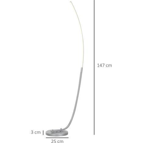 Lampadaire LED avec 3 niveaux de luminosité réglables, lampe sur pied moderne avec interrupteur au pied, argenté (1/5)