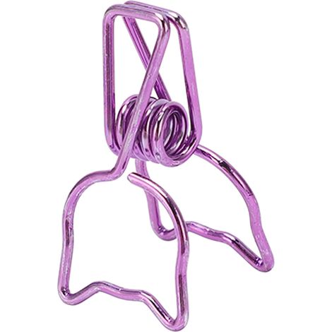 Lot de 100 pinces à papier chat, motif dessin animé mignon, forte force de serrage, en métal creux, pour fournitures de bureau, violettes (1/5)