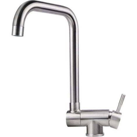 Grifo de cocina extraíble, mezclador de fregadero de acero inoxidable plegable frente a la ventana, grifo de fregadero giratorio de 360 ° cepillado (1/4)