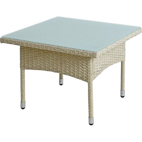 Beistelltisch Tisch Polyrattan Gartentisch Rattantisch Rattan Balkontisch Beige (1/5)
