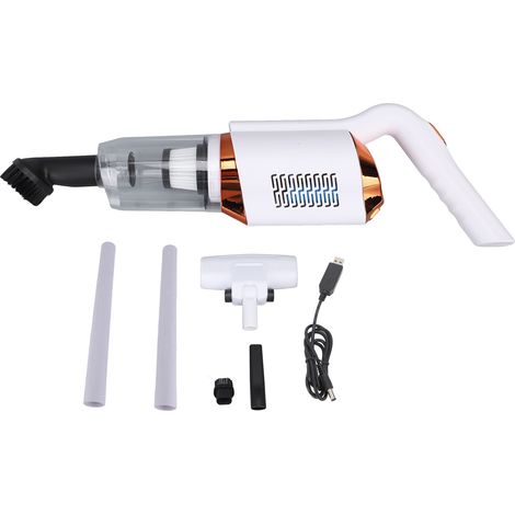 Aspirateur sans fil, portable et à forte aspiration, double usage (voiture et maison), blanc (1/4)