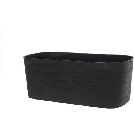 Vasetto + riserva d'acqua - GARDEN ID Respect - Nero-Antracite 50 x 17 cm - 100% rifiuti domestici - 100% riciclabile - Superficie strutturata