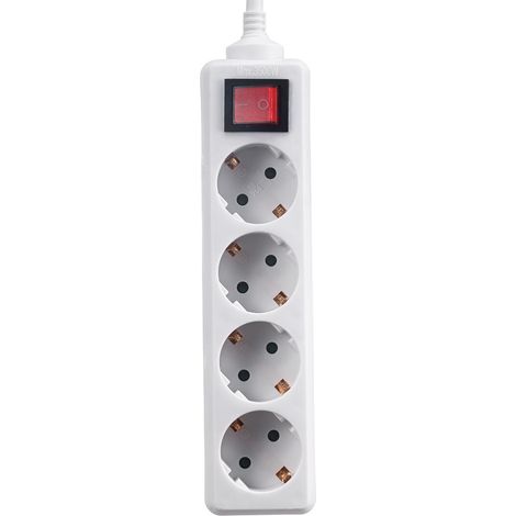 Regleta eléctrica estándar europea, 4 enchufes, 1,5 metros. (1/2)