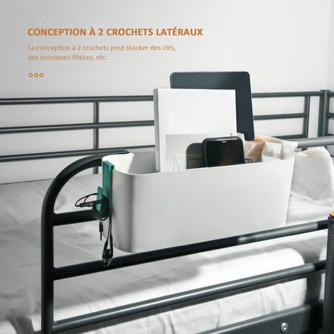 Mensola portaoggetti da appendere al comodino, organizer da letto con 2 ganci, mensole per lettino per bambini, supporto per dormitorio, bianco (1/3)
