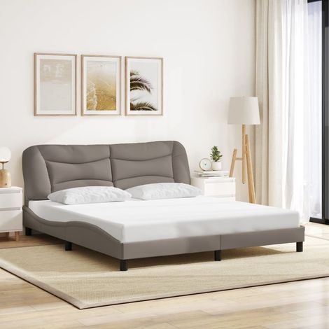 Bettgestell ohne Matratze Taupe 180x200 cm Stoff vidaXL233530 (1/5)