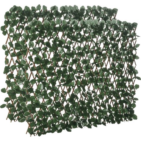 Lot Zanobi Haie Artificielle Extensible Lierre Vert Naturel Décoration Extérieur Intérieur 2 Pièces (1/5)