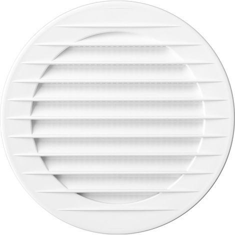 Griglia di ventilazione rotonda da incasso con zanzariera realizzata in ABS di colore bianco Ø12cm Ø14,7cm EDM