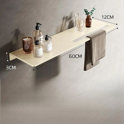 (B-60cm) Porte-serviettes en aluminium pour salle de bain, plateau de rangement (1/5)