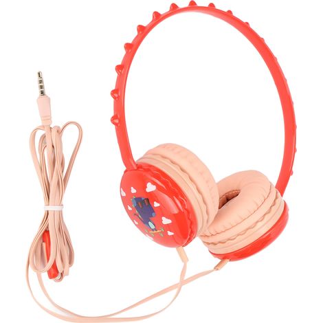 Casque enfant filaire prise jack 3.5mm stéréo bandeau réglable dinosaure mignon pour PC tablette rouge (1/5)