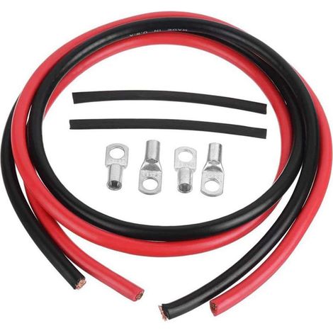 Câble de batterie 50cm en cuivre, fil électrique avec cosses à œil, kit de câblage automobile, connexion de borne, accessoire voiture. (1/5)