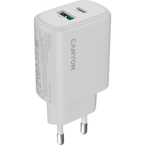 Chargeur mural Canyon OnCharge 250 25W 1xPD 1xQC UE Blanc (1/5)