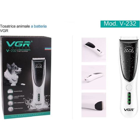 Trade Shop - Tosatrice Per Animali Elettrico Ricaricabile Usb A Batteria Professionale V-232 - (1/5)