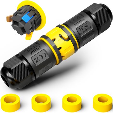 Connecteurs de Câbles Étanches IP68 - Boîte de jonction 3 Fils - Connecteur de câble étanche enfichable, connecteur rapide avec fiche et femelle - Raccord étanche pour jardin Ø4-12mm, 2 pièce (1/5)