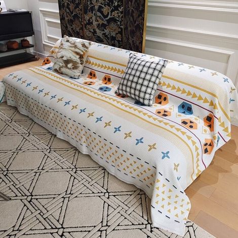 Style bohème 90x180 Coussin de canapé monobloc, housse de canapé intégrale anti-griffures de chat, adaptée à toutes les saisons, serviette/housse de canapé (1/4)