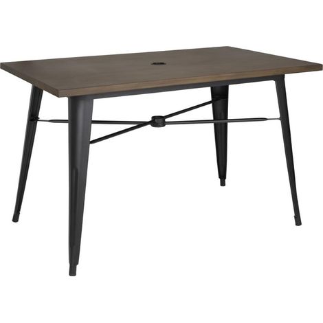 Table Plateau Aluminium Effet Bois Noir 120 x 76 x 75 cm - BOLERO (1/5)