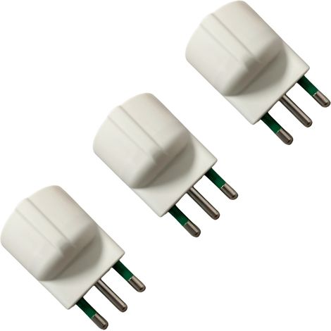 gloca Set 3 Adattatori Presa Schuko 10A Con Spina 16A Colore Bianco Standard Italiano (1/4)