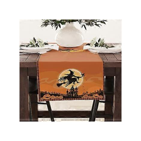 Halloween-Tischläufer, Leinen, Festtagsdekoration, Tischdecke, Schranktischdecke, Couchtischdecke (23ZQ4-9)