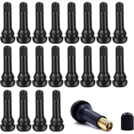 Valve Pneu Voiture TR414 50 Pièces Valve Tubeless Valve Auto de Caoutchouc Valves en Caoutchouc Snap-in Jantes pour Voiture Moto Bicyclettes Noir (1/5)