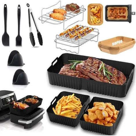 Accessoires Air Fryer - MARSEE - 14pcs - Silicone - Inox - Compatible Ninja Foodi 10.4L (1/4)