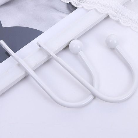 2 Crochets de Retenue de Rideaux Métalliques Décoratifs, Fixations Murales pour Fenêtres, Support en Métal pour Rideaux Lourds et Légers, Accroches de Voilage, Paire de Crochets Blancs (1/5)