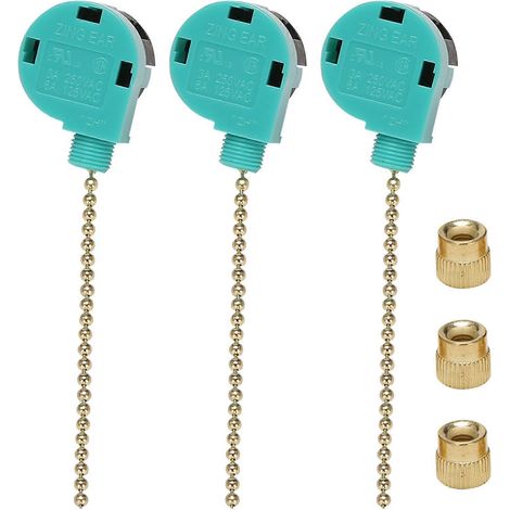 Lot de 3 interrupteurs de remplacement pour ventilateur de plafond avec éclairage, appliques murales et éclairage de placard A ZE-268S6 (1/5)