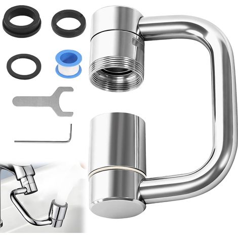 360° Rotating Extension Faucet Multi-Function Flexible Tap Nozzle with 2 Jet Types and Splash Proof for Kitchen, Bathroom and Basin (Silver) (1/5)