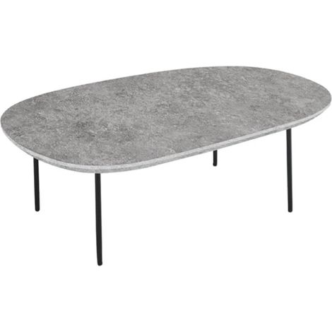 Tavolino con piano sagomato in legno Cemento e base in metallo - FLUX Large (1/4)