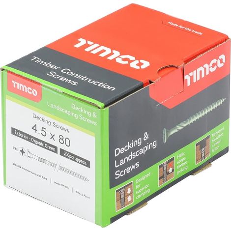 TIMCO Decking Screws Countersunk Exterior Green - 4.5 x 80 (1/2)