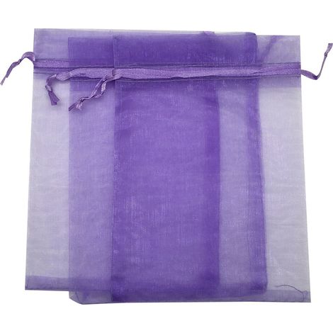 Lot de 100 sachets en organza blanc pochette cadeau en organza, pochette à bijoux, sachets de mariage, sachets de lavande, faveur de mariage, 7 x 9 cm(Violet clair) (1/4)