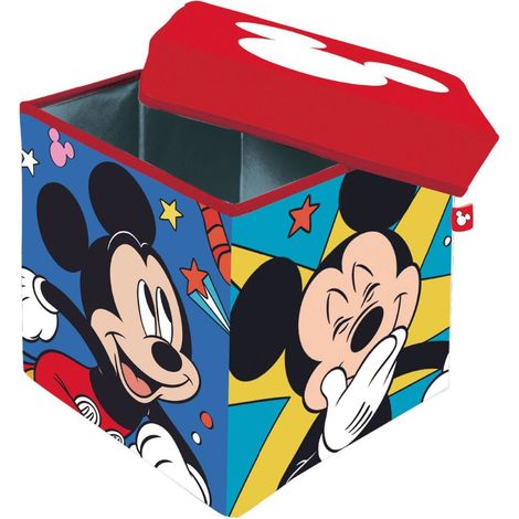 Mickey Mouse Pouf Seduta e Contenitore Portagiochi 30x30x30cm