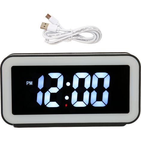 Réveil 3 en 1 avec Charge Sans Fil et Veilleuse, Multifonctionnel Pliable, Affichage de Température, Noir (1/5)