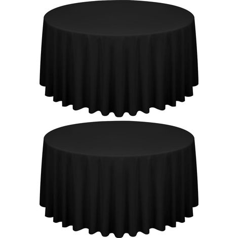 Lot de 2 nappes rondes noires 300 cm, polyester, facile d'entretien, infroissable