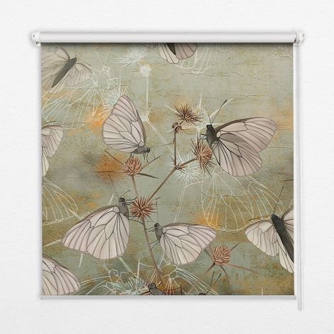 Tenda a Rullo Interna per Finestra - Tenda Filtrante Luce - Tenda Privacy - Tenda Decorativa Rettangolare - Rullo per Interni - (130 cm x 140 cm) - Farfalle nel prato