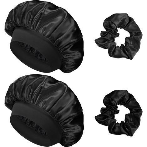 2/4 Pieces Satin Hair Cap for Nighttime, Silk Hair Cap for Sleeping with Elastic, Satin Nightcaps for Hair Care, Multicolor (1/5)