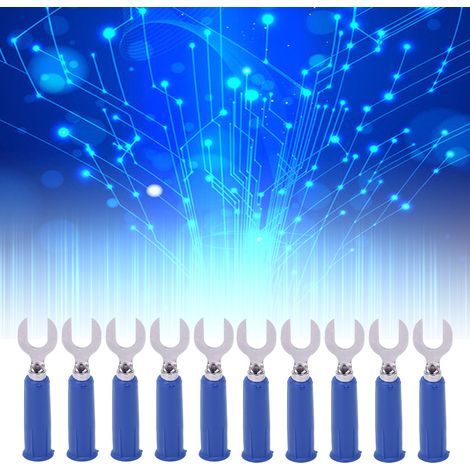 J.20019 6mm Hochspannungsfester U-Stecker, 6mm Stift auf Bananenstecker Adapter, U-Stecker mit 4mm Buchse am Ende, Verkauft in 10er-Packs, Blau. (1/5)
