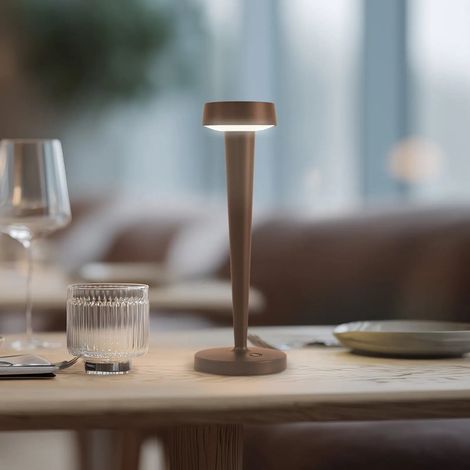[GEBRAUCHT] B-Ware Kerzenständer Leuchte Vase Lucande Akku Led Lea Dunkelbraun 28 Cm