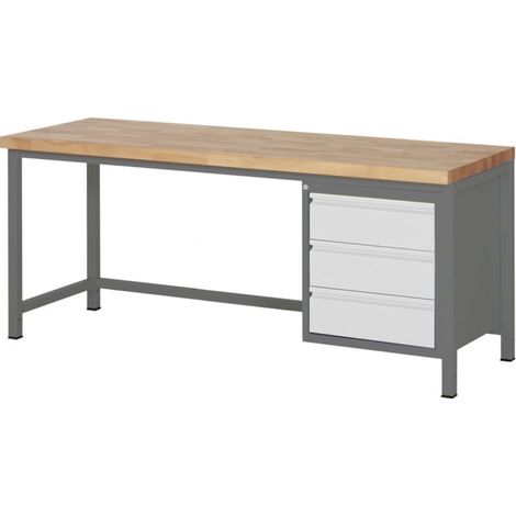 Etabli réglable en hauteur STIER Premium avec 3 tiroirs, lxPxH 2 000x700x840-1 040 mm (1/5)