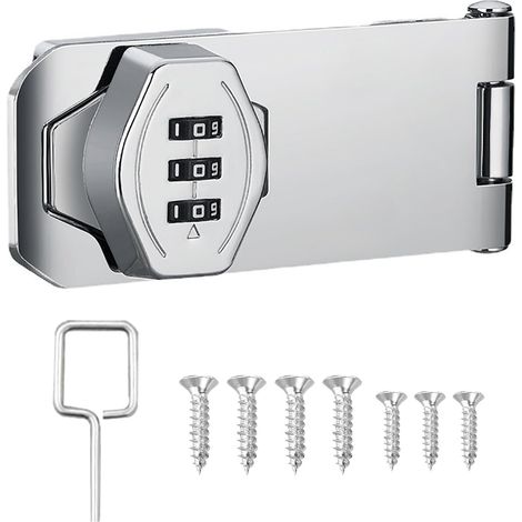 Serrure Mécanique avec Moraillon,Serrure à Combinaison Serrure à Combinaison à 3 Chiffres Combination Lock pour Armoire/Petite Porte/Penderie (1/5)