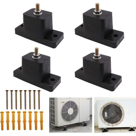 Lot de 4 coussinets en caoutchouc anti-vibration, support de montage pour climatiseur, coussinets absorbant les chocs pour unités à condensateur AC mini split sans conduit (1/5)