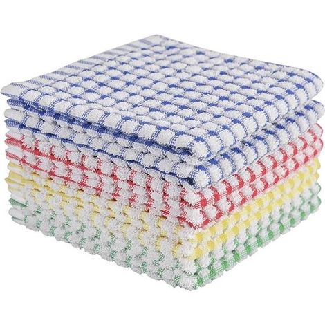Set di 8 strofinacci - Strofinacci - Strofinacci piccoli - Panni per la pulizia - Panni per la pulizia in microfibra - 30x30 cm - Cotone - Rosso2+Giallo2+Blu2+Verde2 (1/5)