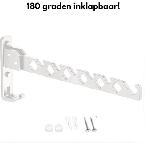 Crochet mural pliable de 35 cm avec porte manteau et support pour séchage des vêtements couleur blanche 1 pièce (1/5)