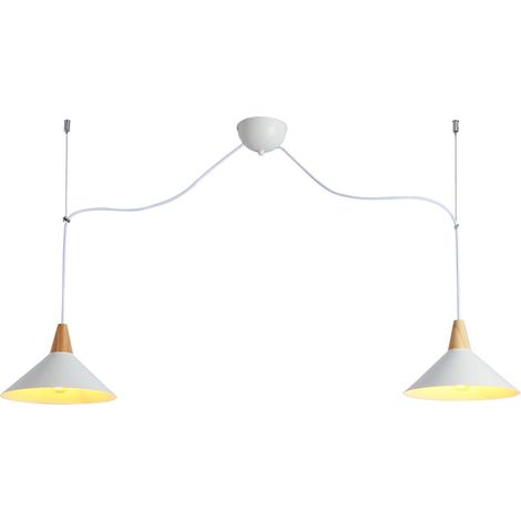 Lampara Colgante Doble Metal Y Madera "Selroom" - 2xE27 - (1/5)