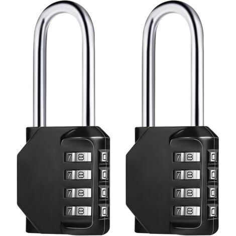 2 Pcs (Noir) Cadenas Code 4 Chiffres Long, Alliage de Zinc Cadenas à Combinaison Antirouille Cadenas Casier Code pour Placard Gym Garage (1/5)