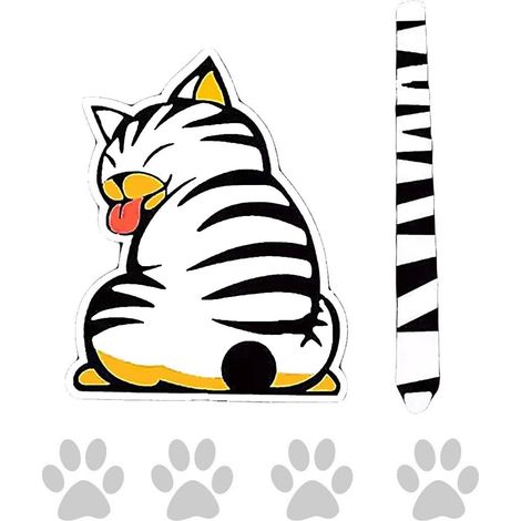 Pegatina Reflectante Para Limpiaparabrisas Con Forma De Gato De Dibujos Animados Divertidos Y Bonitos De MINKUROW Con Su Cola En El Limpiaparabrisas Para Coche (1/5)