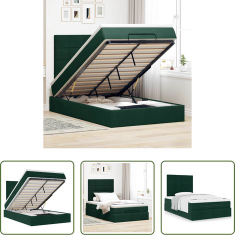 Matratze - Ottoman-Bett mit Matratzen Dunkelgrün 120x190 cm Samt (1/5)