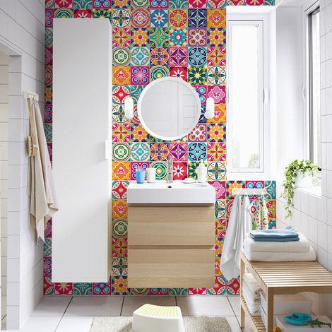 Sticker Mural Carrelage adhésif Cuisine Salle de Bain - 60 STICKERS CARRELAGES AZULEJOS ANA CLARA - 60stickers20x20cm (1/5)