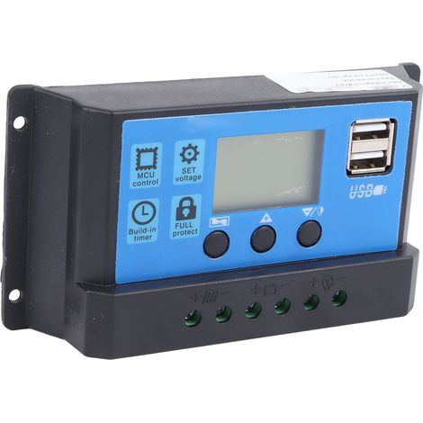 Solar-Laderegler mit PWM-Steuerung, LCD-Anzeige, zwei USB-Ausgängen, 12 V/24 V, automatische Anpassung, 30 A (1/5)