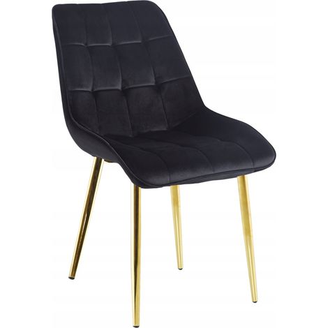 Chaise J262-1 (pieds dorés) en velours noir (1/5)