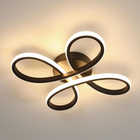 Modern LED ceiling light, flower shape, 28W, 3150lm, warm white light 3000K, black (1/5)