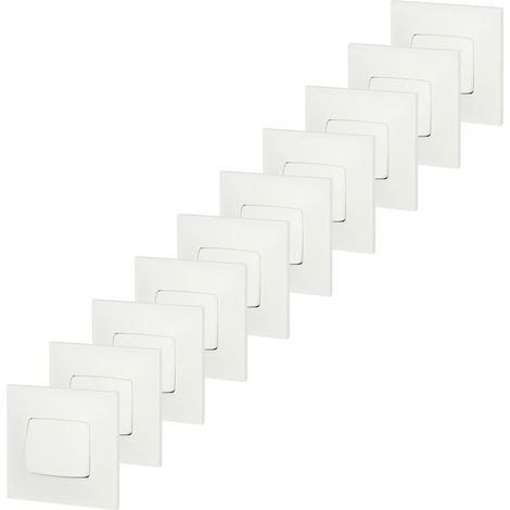 Legrand – Poussoir complet encastré 10A 230V – Lot de 10 interrupteurs va-et-vient Neptune blanc – Connexion bornes automatiques – Installation rapide (1/5)